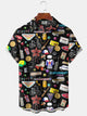 Alohadaddy Vintage Mens Cartoon Monster Sailor Hawaiian Pocket Shirt