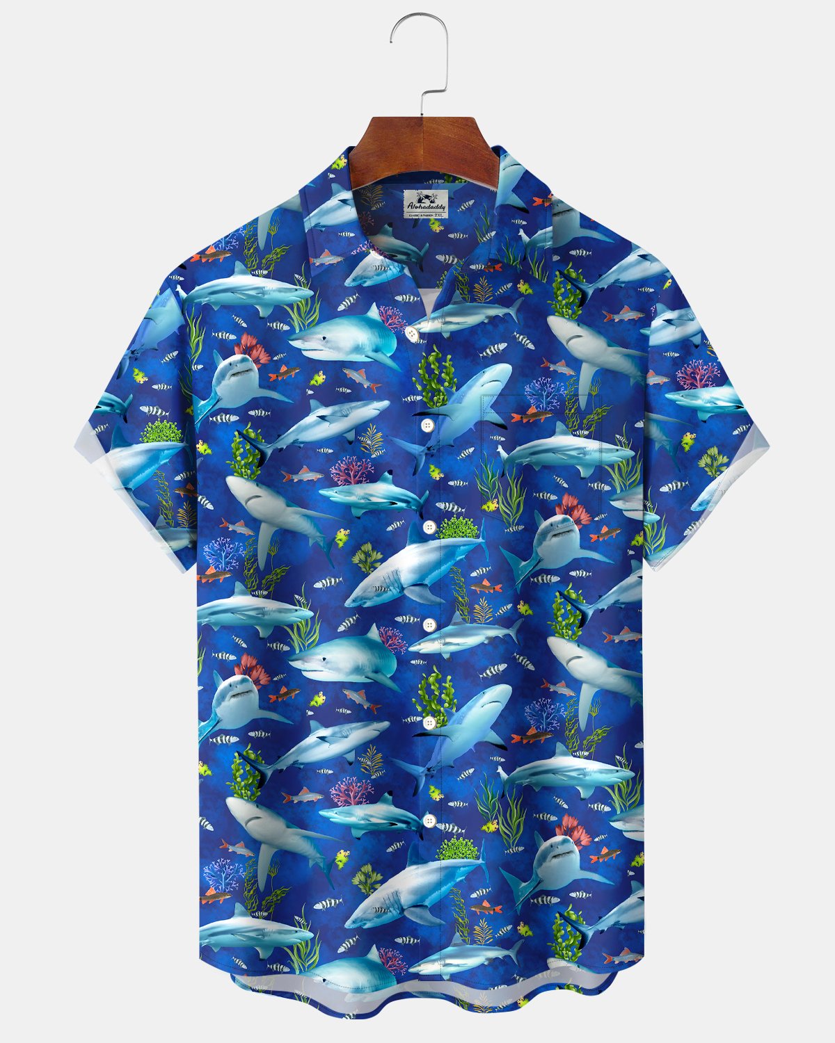 Alohadaddy® Hawaiian Ocean Shark Seaweed Vacation Beach Shirt