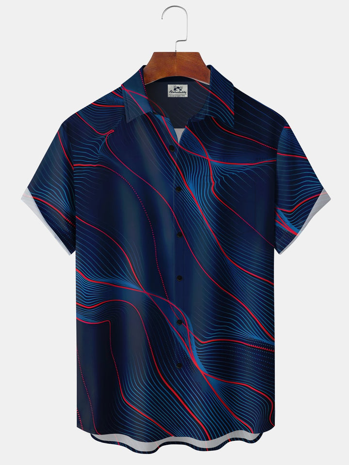 Alohadaddy Retro 3D Art Gradient Lines Geometric Hawaiian Shirt