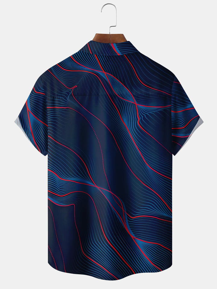 Alohadaddy Retro 3D Art Gradient Lines Geometric Hawaiian Shirt