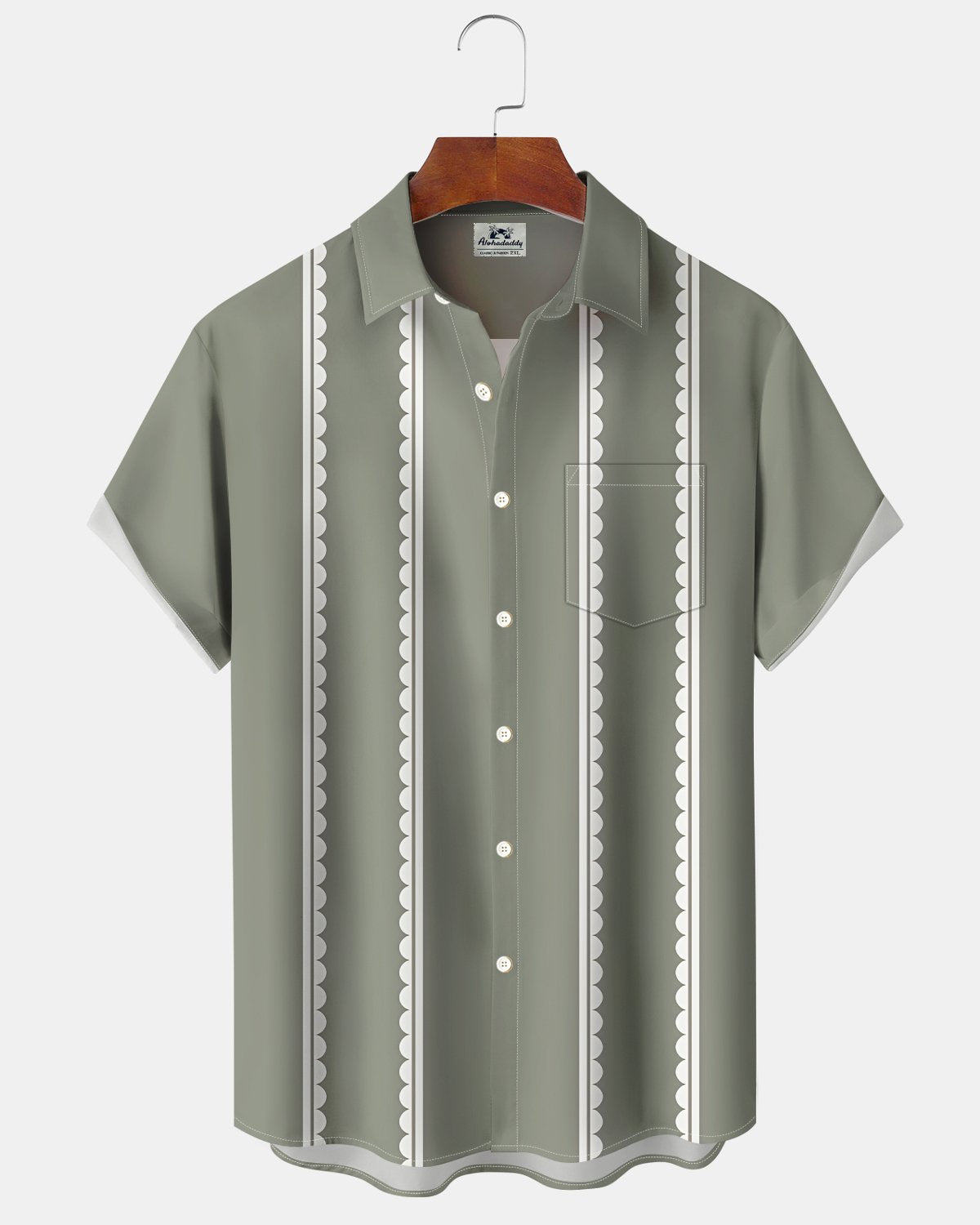 Alohadaddy® Classic Retro Geometric Pattern Short-Sleeved Men's Bowling Shirt