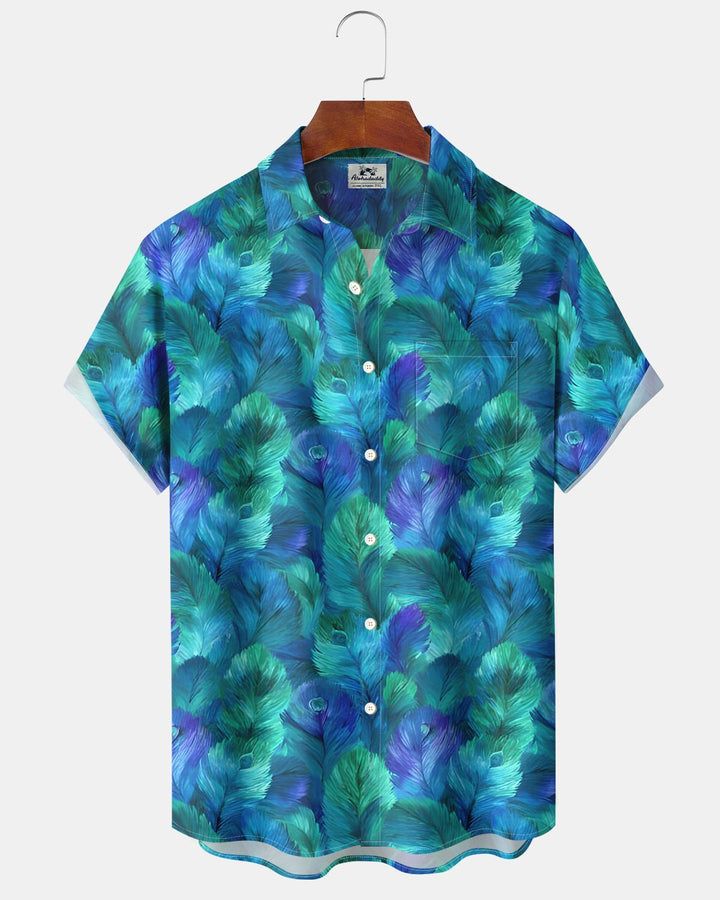 Alohadaddy® Hawaiian Peacock Feather Pattern Abstract Gradient Men&