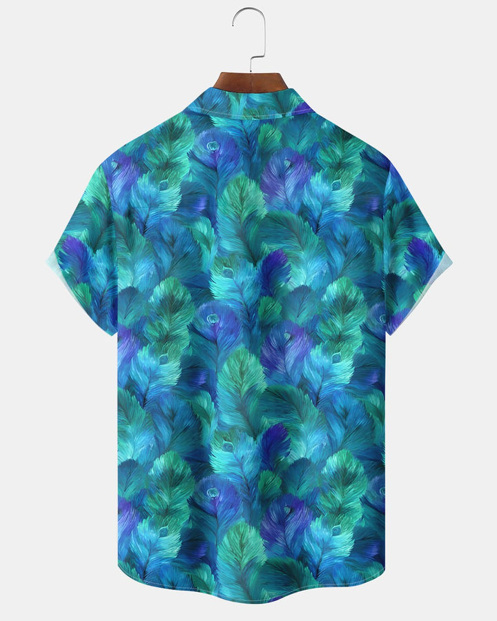 Alohadaddy® Hawaiian Peacock Feather Pattern Abstract Gradient Men&
