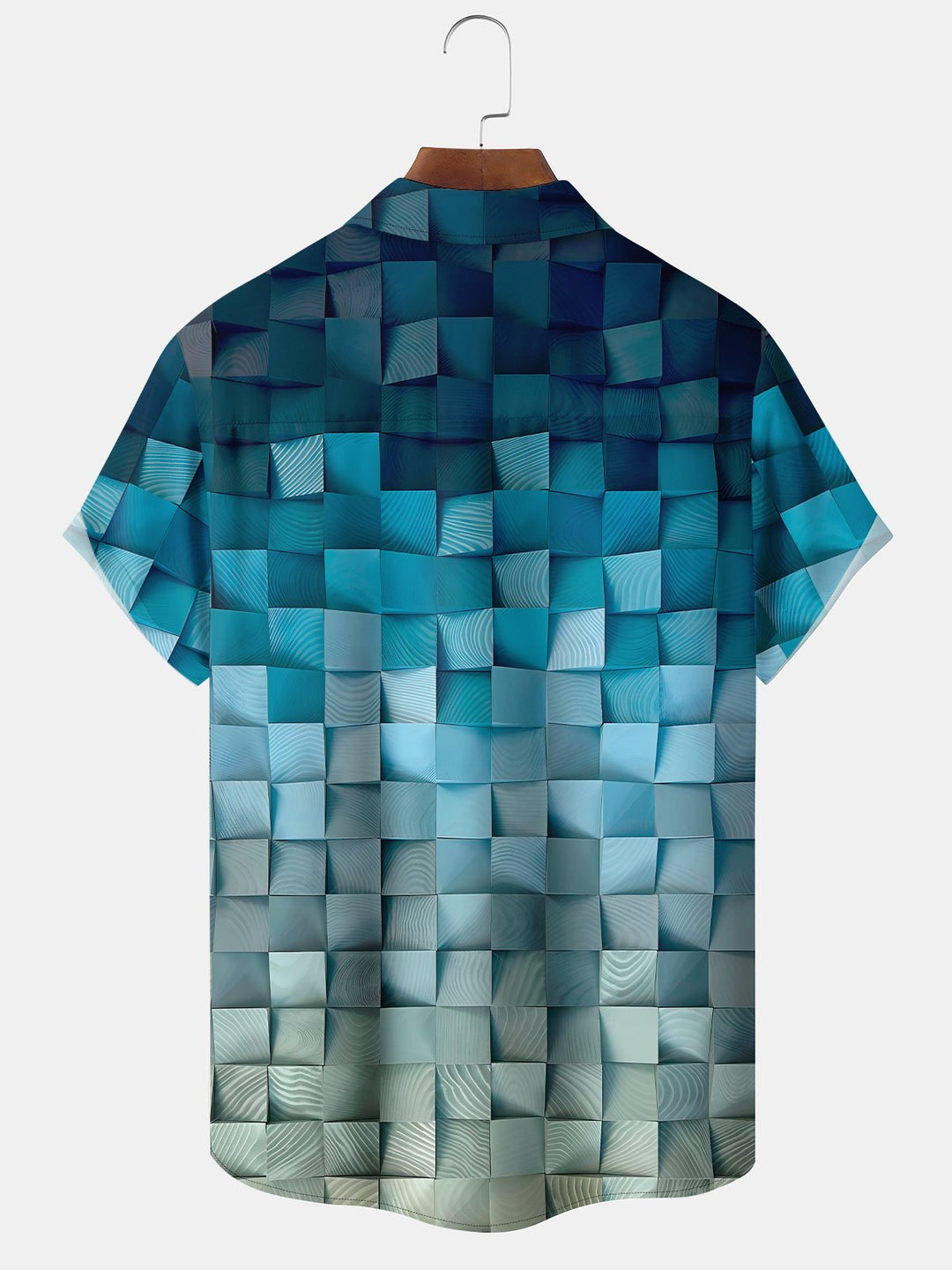 Alohadaddy Retro 3D Art Gradient Geometric Pocket Hawaiian Shirt