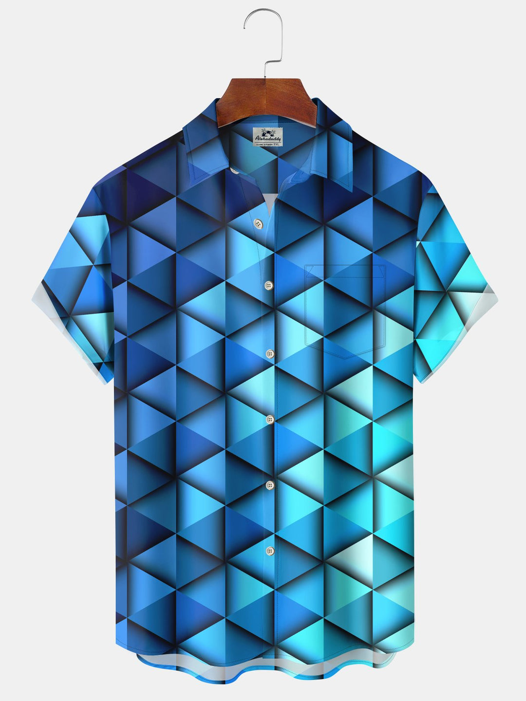 Alohadaddy Vintage Art 3D Gradient Geometric Stretch Hawaiian Shirt