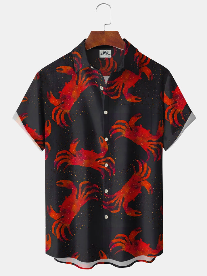 Alohadaddy Vintage Holiday Mens Crab Sea Life Hawaiian Shirt