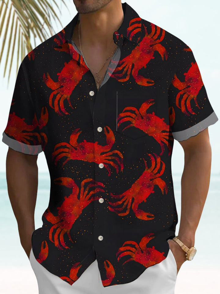 Alohadaddy Vintage Holiday Mens Crab Sea Life Hawaiian Shirt