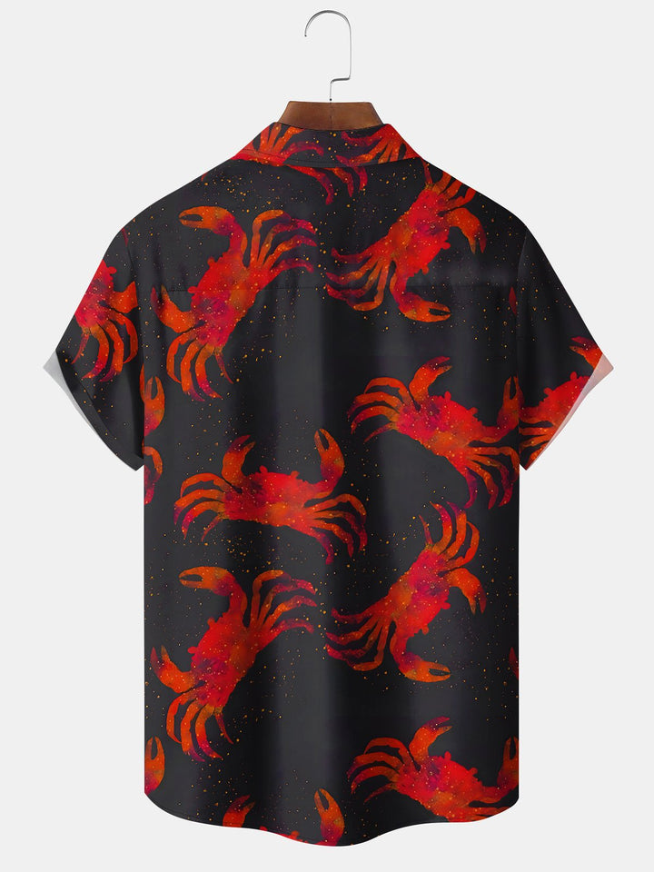 Alohadaddy Vintage Holiday Mens Crab Sea Life Hawaiian Shirt