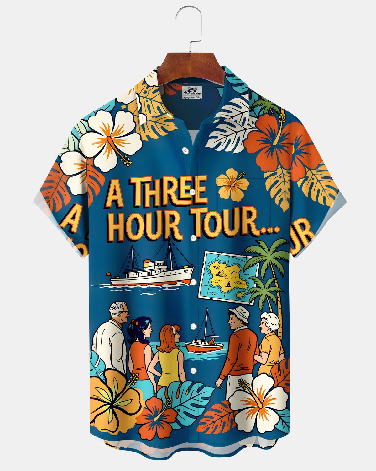 Alohadaddy® Retro Classic Movie Hawaiian Floral Print Men's Shirt