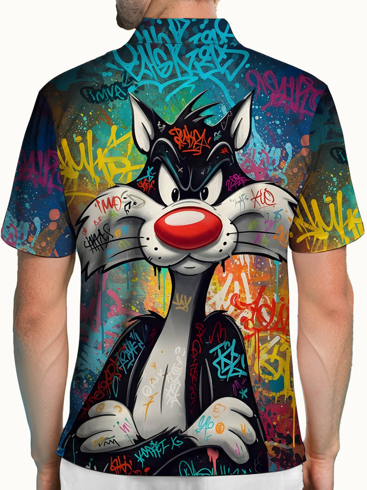 Alohadaddy® Retro Cartoon Graffiti Cat Short-Sleeved Men&