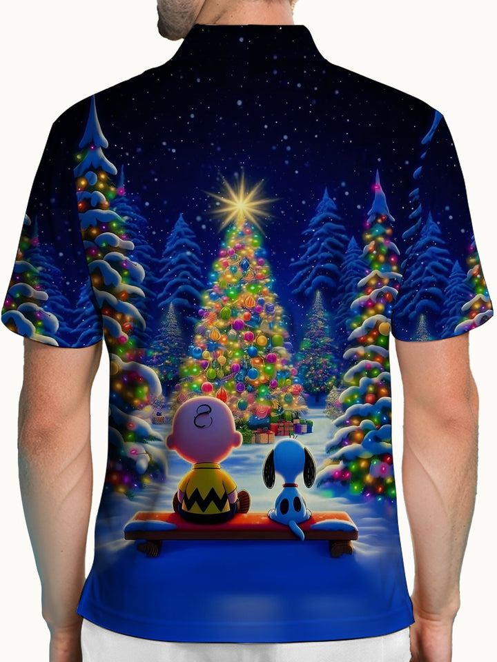 Alohadaddy® Christmas Cartoon Christmas Tree LED Light Polo Shirt