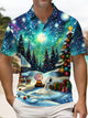Alohadaddy® Christmas Cartoon Christmas Tree Snow Scene Polo Shirt