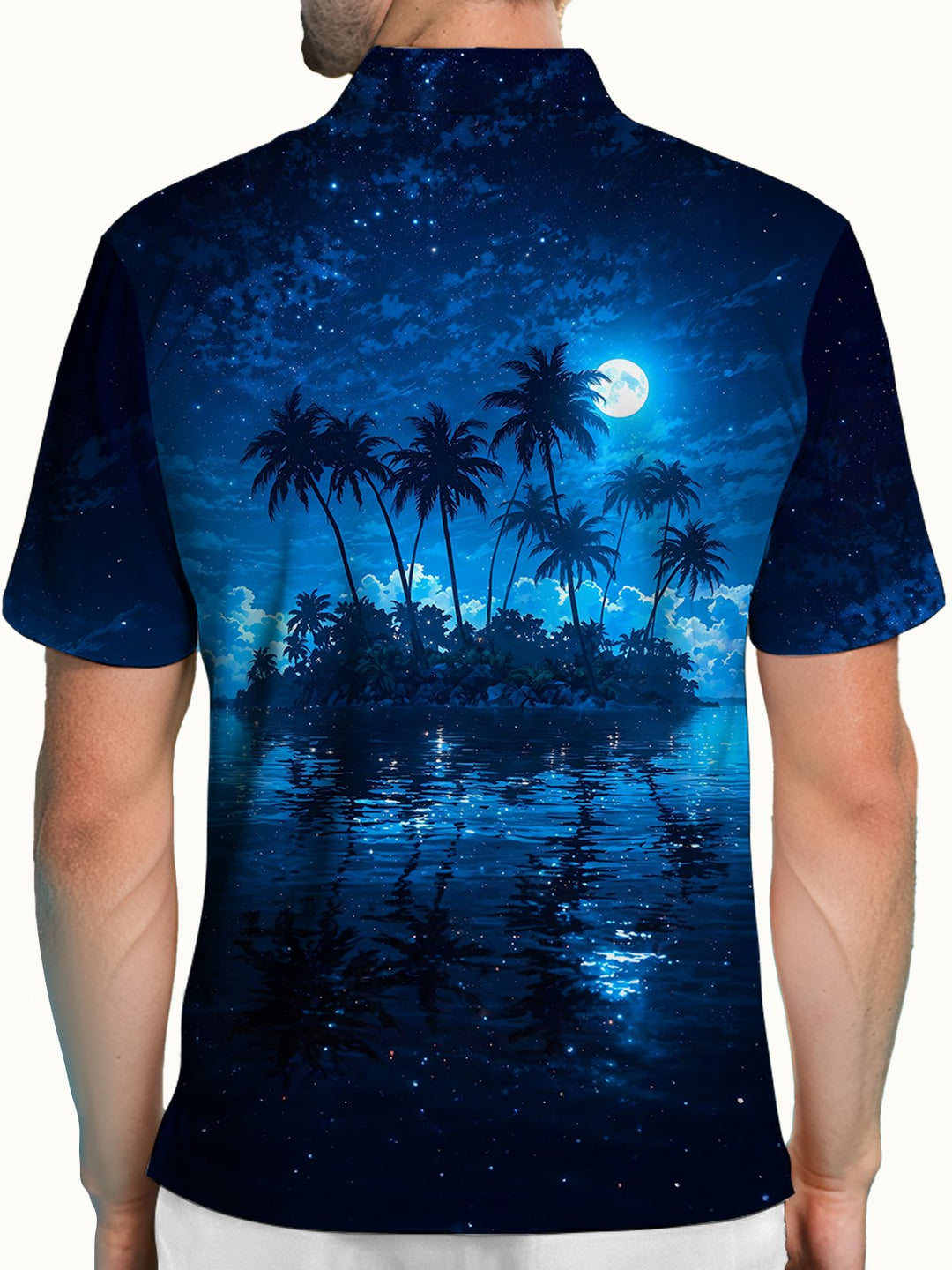 Alohadaddy® Hawaiian Coconut Tree Beach Short-Sleeved Polo Shirt