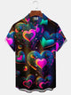 Alohadaddy Retro Holiday Men's Valentine's Day 3D Heart Abstract Gradient Shirt