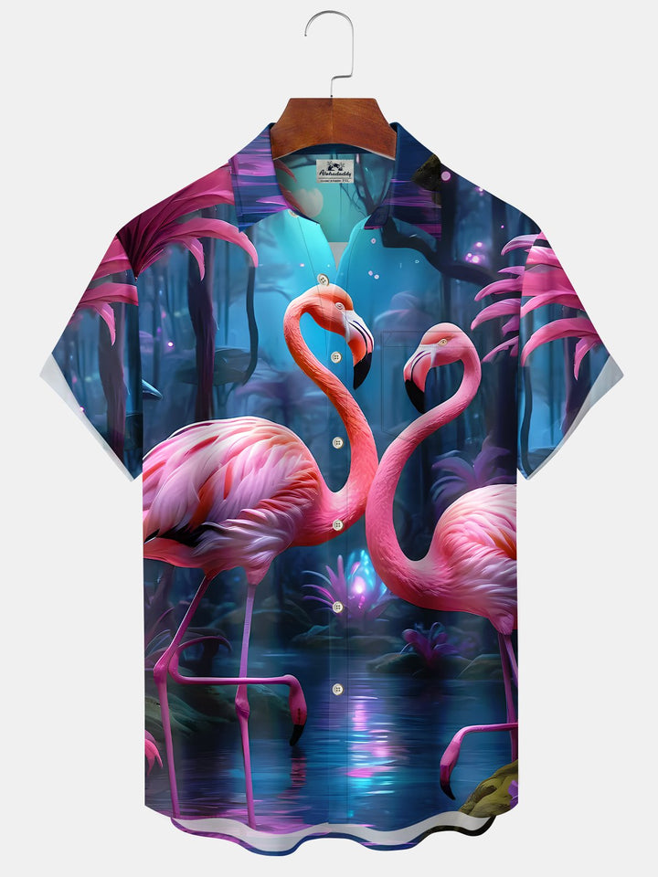 Alohadaddy Hawaiian Coconut Tree Flamingo Men&
