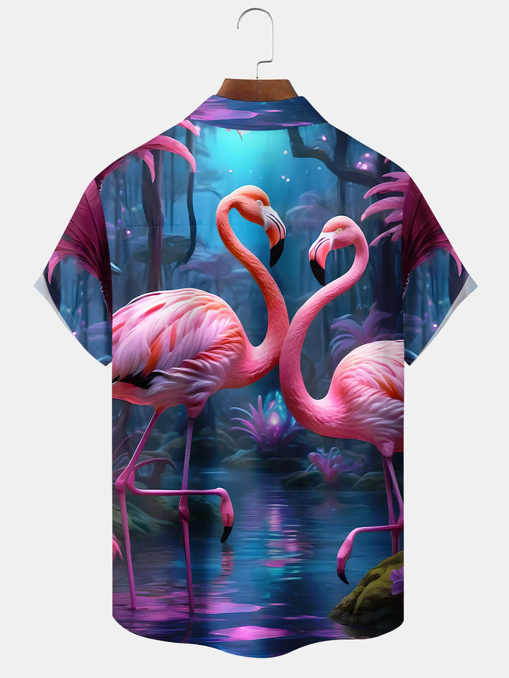 Alohadaddy Hawaiian Coconut Tree Flamingo Men&