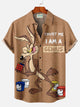 Alohadaddy® Casual Retro Cartoon Character Coloring Cube Print Men's Button Pocket Short-Sleeve Hawaiian Shirt Big & Tall