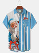 Alohadaddy® Christmas Santa Claus Print Men's Button Pocket Short Sleeve Shirt Big & Tall