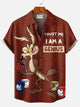 Alohadaddy® Casual Retro Cartoon Character Coloring Cube Print Men's Button Pocket Short-Sleeve Hawaiian Shirt Big & Tall