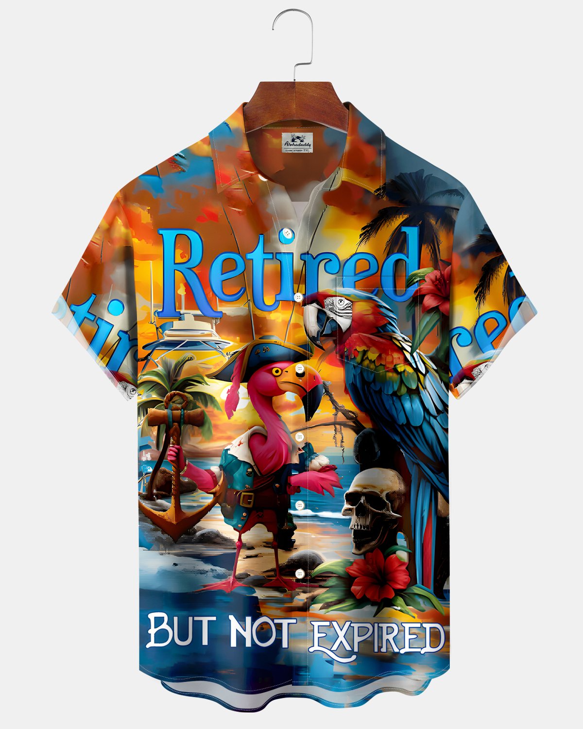 Alohadaddy® Hawaiian Parrot Retirement Tropical Plants and Flowers Shirt