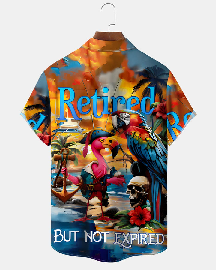 Alohadaddy® Hawaiian Parrot Retirement Tropical Plants and Flowers Shirt