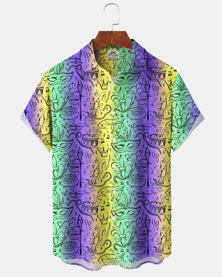 Alohadaddy® Carnival Mask Holiday Gradient Color Music Vacation Shirt