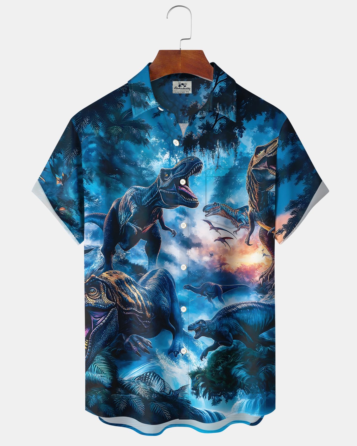 Alohadaddy® Vacation Hawaii Jungle Retro Dinosaur Men's Shirt