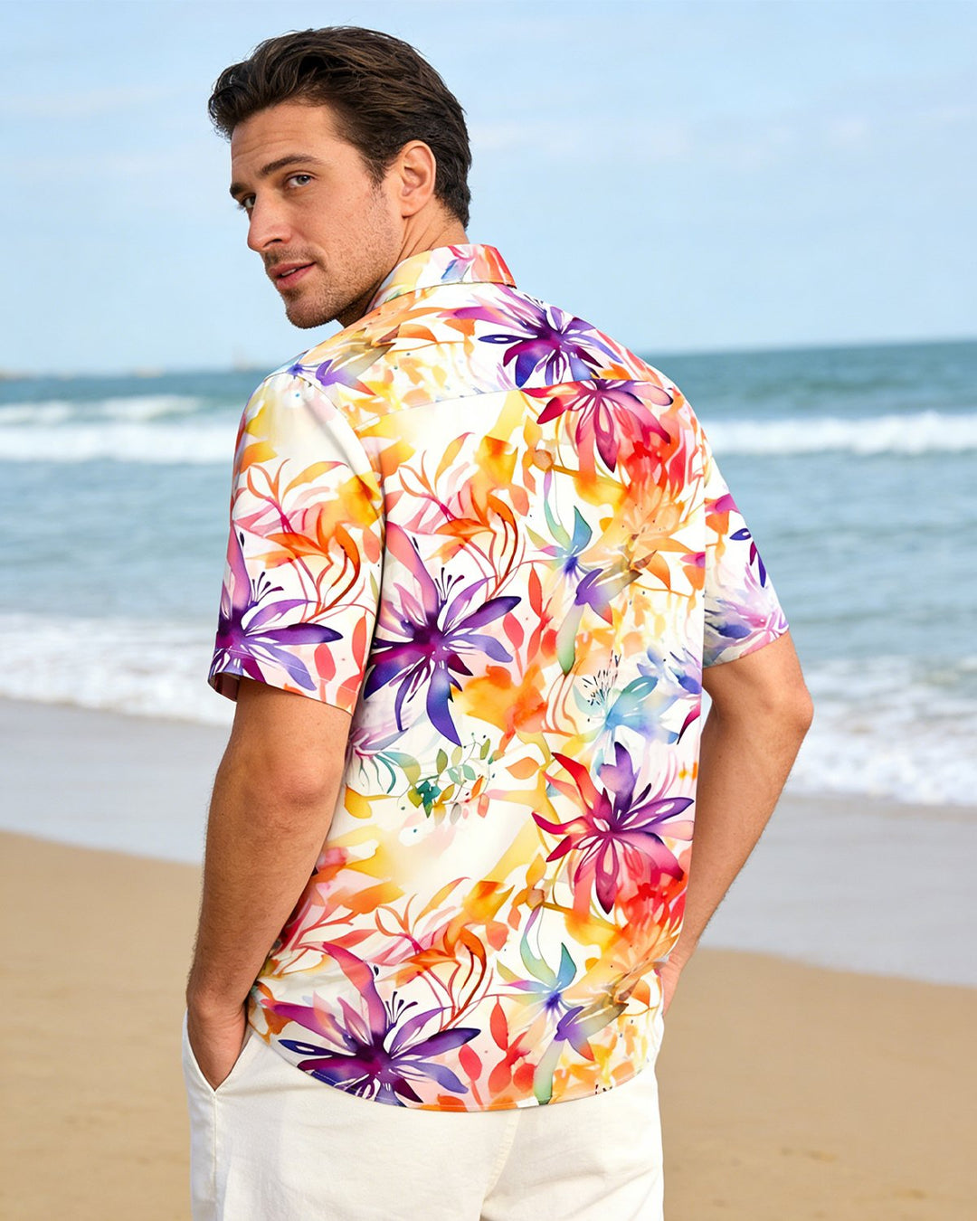 Alohadaddy® Hawaiian Floral Tropical Plant Leaf Gradient Color Vacation Shirt