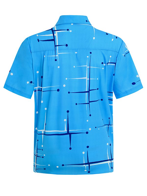 Alohadaddy 50’S Vintage Mid-Century Modern Geometric Blue Men&