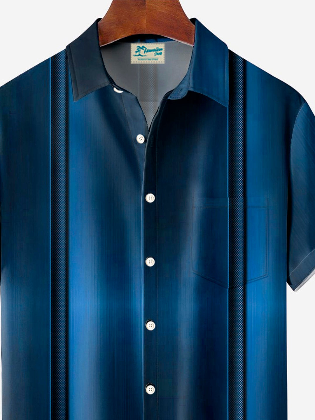 Camisa de manga corta con bolsillo abotonado y estampado 3D con degradado de bolos retro de Alohadaddy para hombre, talla grande y alta