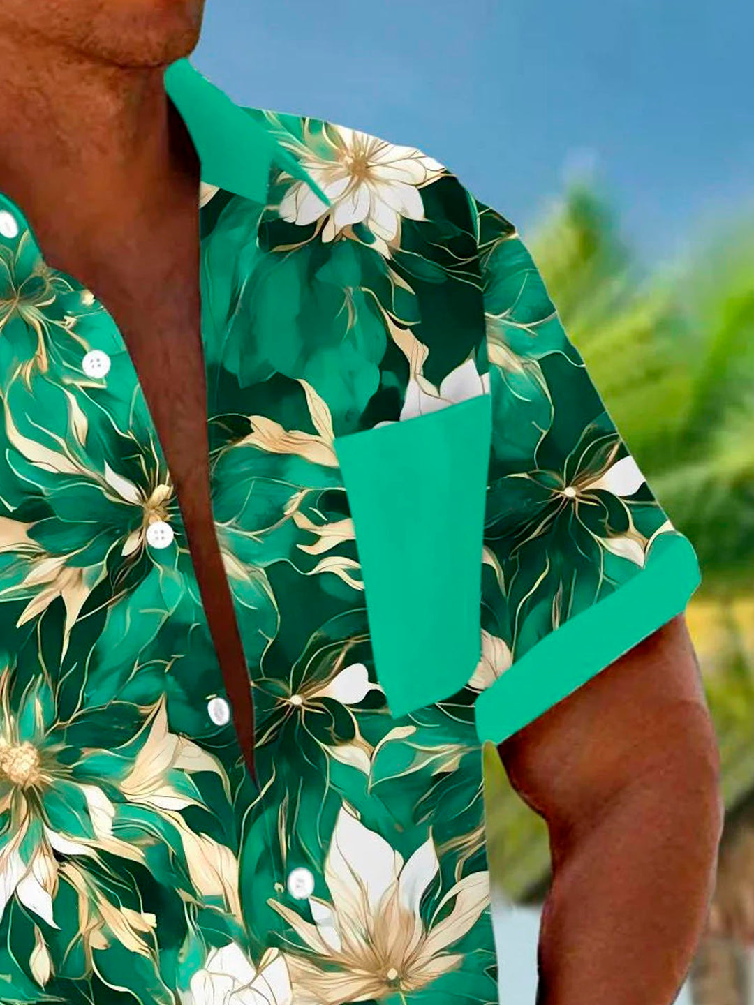 Chemise à manches courtes et poches à boutons pour homme avec imprimé numérique 3D de fleurs hawaïennes Alohadaddy, grandes et grandes tailles