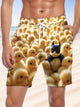 Alohadaddy Hawaiian Casual Yellow Chicken Print Art Elastic Large Size Beach Shorts