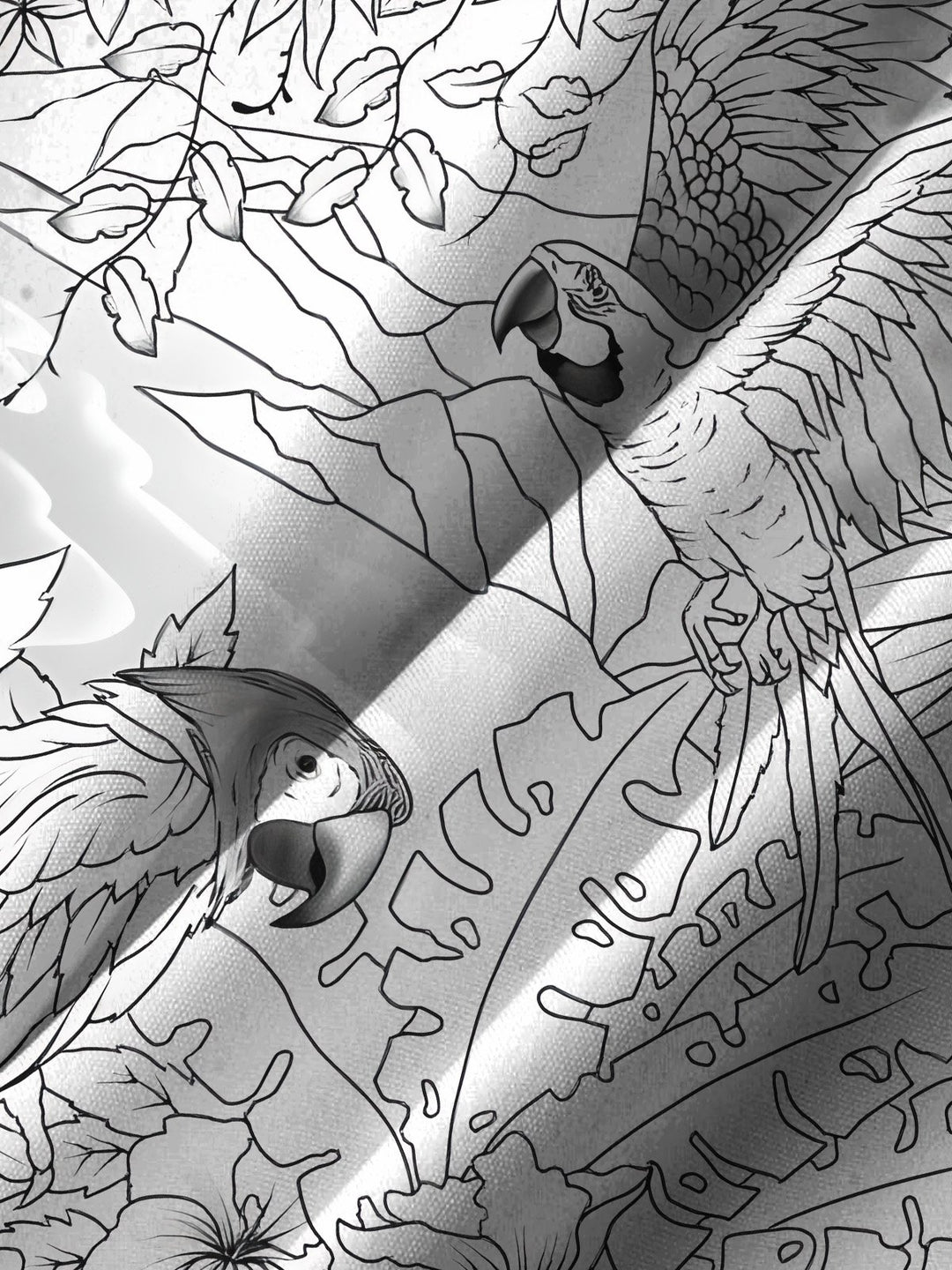 Alohadaddy Hawaiian Moisture Wicking Cool Parrot Art Print Chest Pocket Stretch Short Sleeve Shirt
