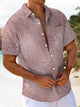Alohadaddy® Vintage Geometric Art Print Pocket Stretch Hawaiian Men's Short Sleeve Shirt Big & Tall