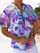 Alohadaddy® Casual Abstract Moisture Wicking Chest Pocket Hawaiian Men's Short Sleeve Shirt Big & Tall