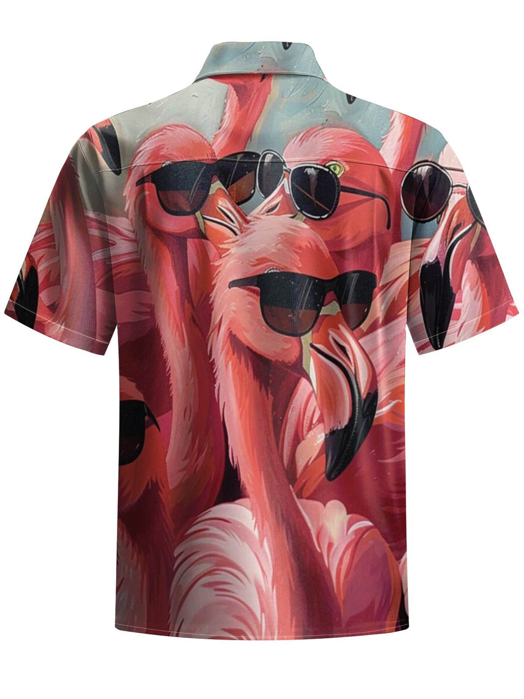 Alohadaddy® Hawaiian Flamingo Print Stretch Large Size Chest Pocket Men&