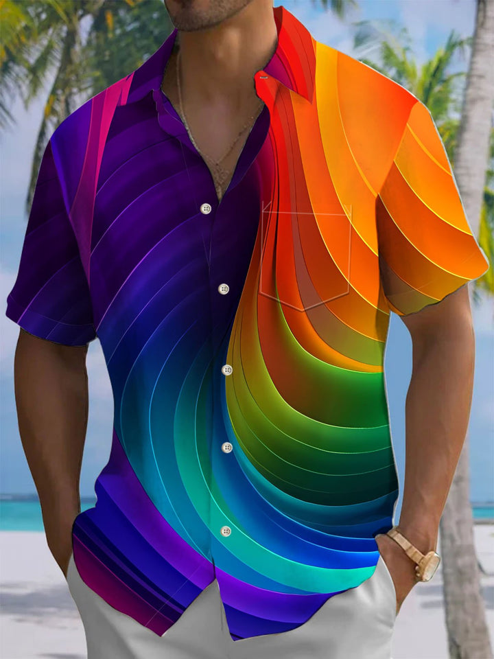 Alohadaddy® Vintage Abstract Texture Print Chest Pocket Men&