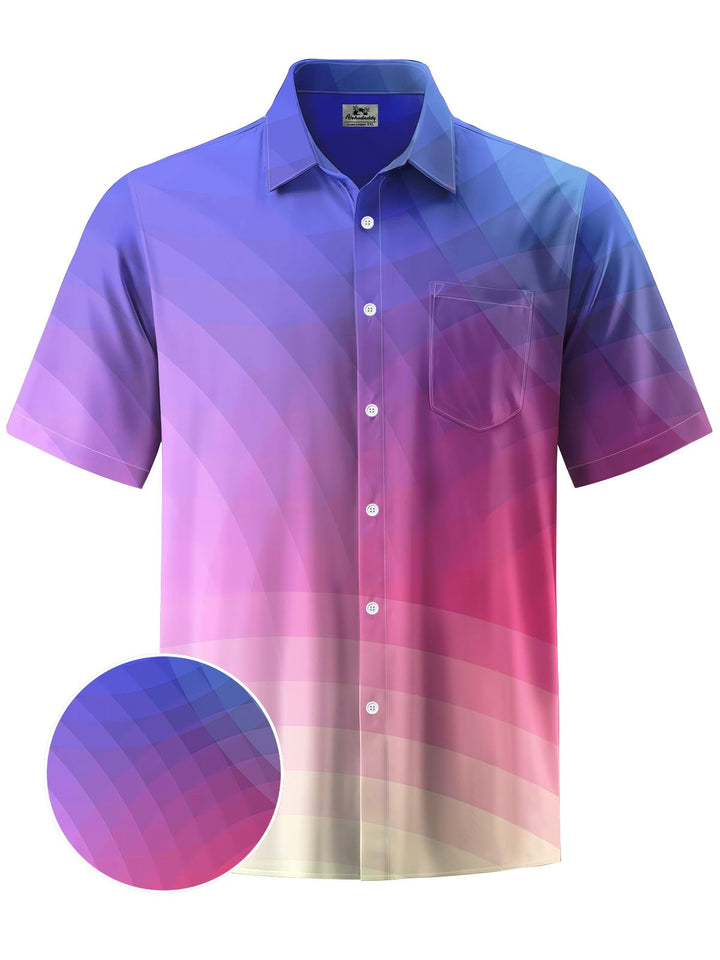 Alohadaddy® Casual Gradient Geometric Chest Pocket Men&