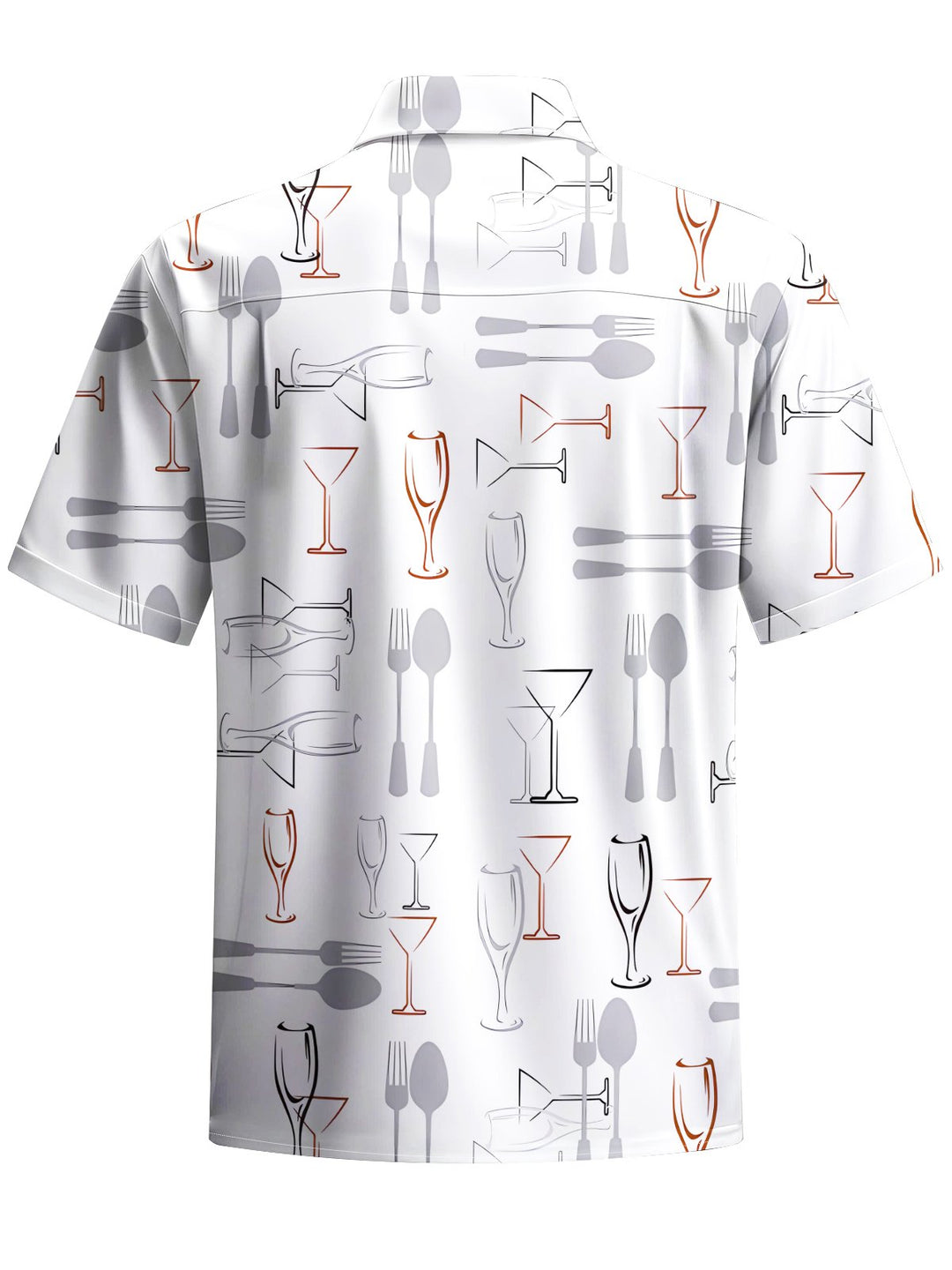 Alohadaddy® Casual Wine Glass Printed Art Chest Pocket Men Short Sleeve Shirt Big &amp; Tall
