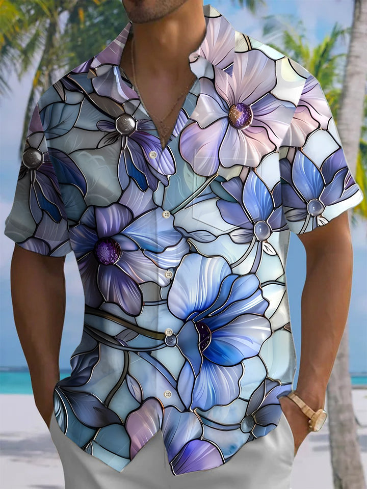Alohadaddy® Hawaiian Flowers Art Print Chest Pocket Men&