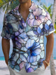 Alohadaddy® Hawaiian Flowers Art Print Chest Pocket Men's Short Sleeve Shirt Big & Tall