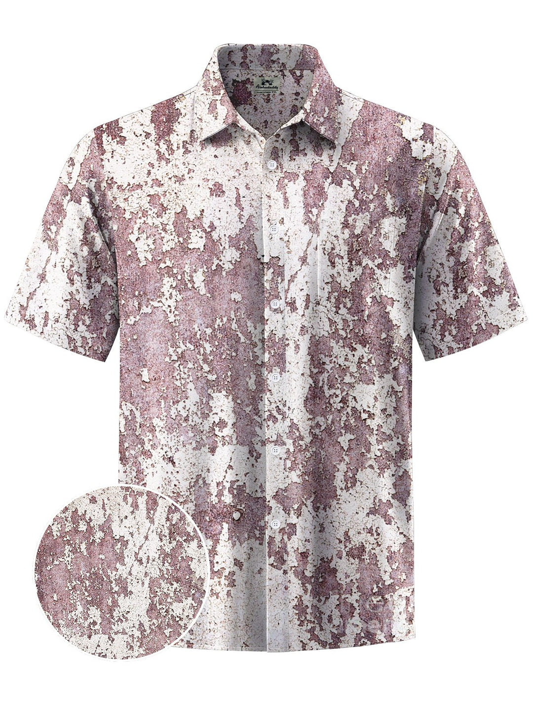 Alohadaddy® Casual Vintage Abstract Print Art Chest Pocket Men Short Sleeve Shirt Big &amp; Tall