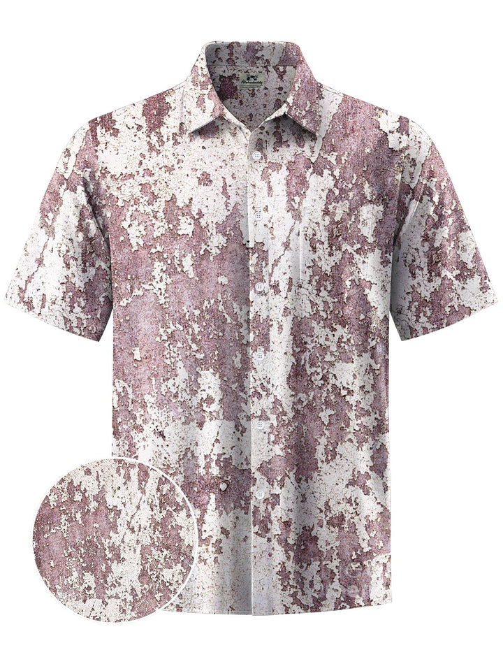 Alohadaddy® Casual Vintage Abstract Print Art Chest Pocket Men Short Sleeve Shirt Big &amp; Tall