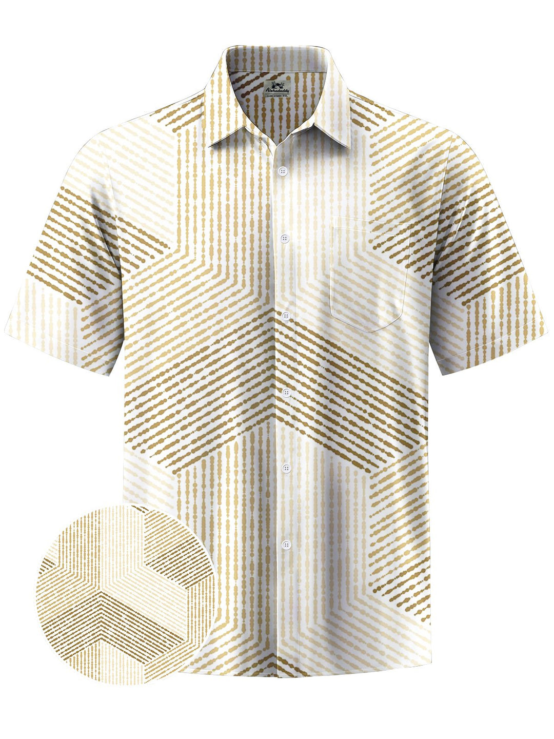 Alohadaddy® Casual Geometric Art Print Chest Pocket Moisture Wicking Men&