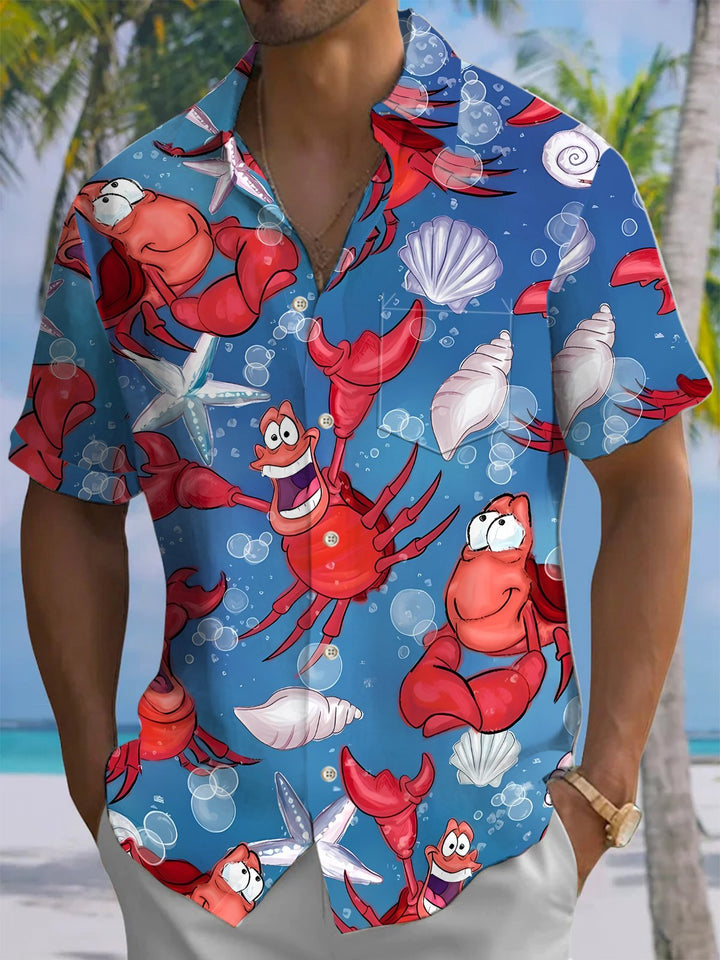 Alohadaddy® Hawaiian Crab Art Print Moisture Wicking Men&