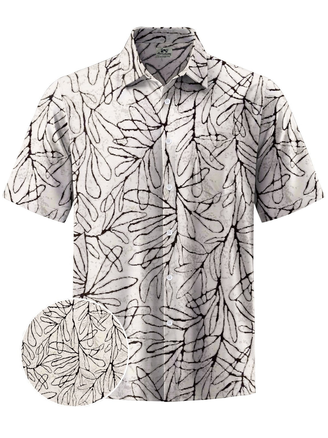 Alohadaddy® Casual Leaves Art Print Chest Pocket Men&