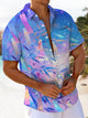 Alohadaddy® Hawaiian Bamboo Art Print Chest Pocket Mens Short Sleeve Shirt Big & Tall