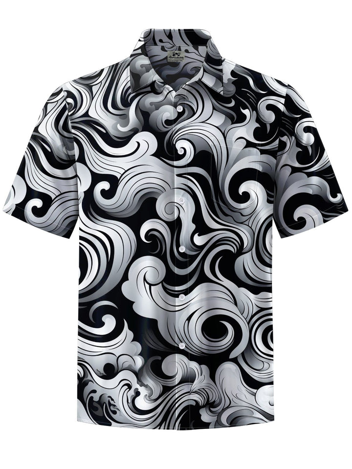 Alohadaddy® Hawaiian Geometric Art Print Chest Pocket Men&
