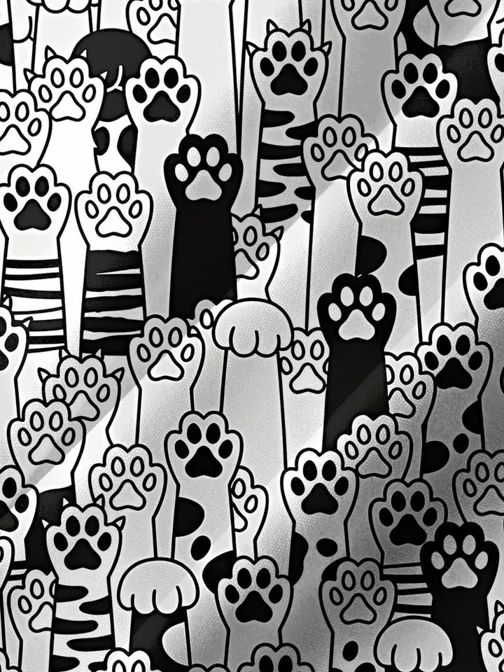Alohadaddy® Casual Cat Paw Print Art Chest Pocket Men&