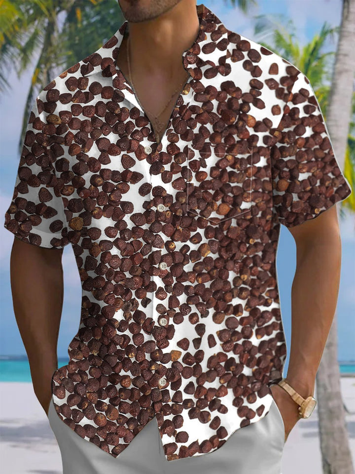 Alohadaddy® Casual Seed Art Print Art Chest Pocket Men&
